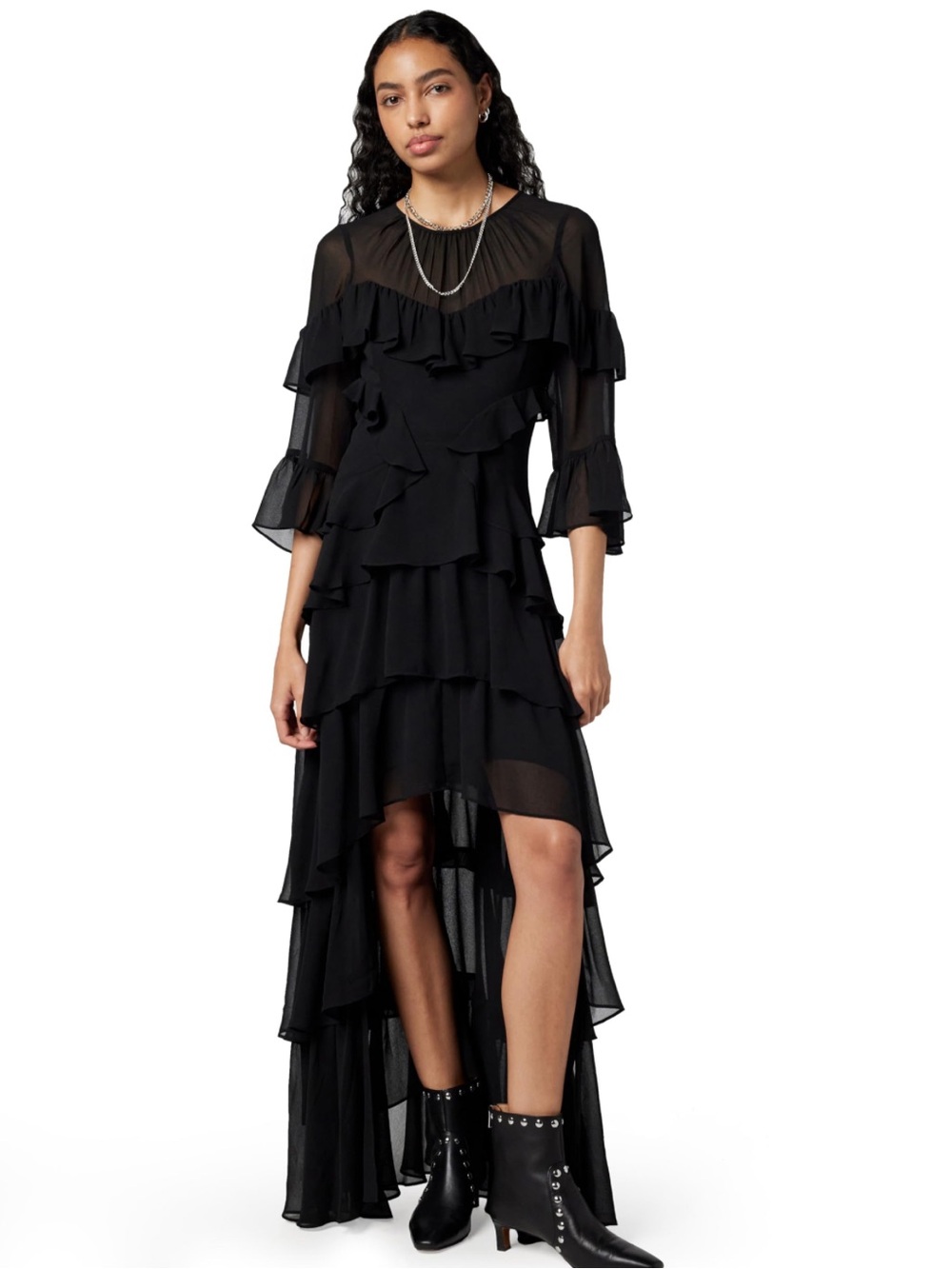 NWT All Saints Women's Dress Nat Ruffle Dress